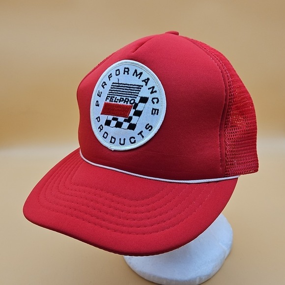 Snap-Back Other - Vintage Trucker Hat Cap Performance Products Fel-Pro Red White Mesh Snapback